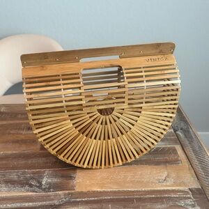 Vintga Bamboo Half-Moon Clutch in Natural